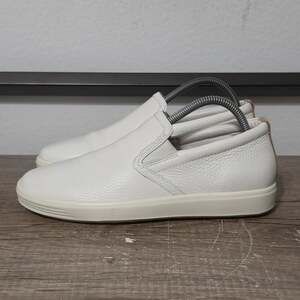 Ecco Soft 7 Slip-On Women's Leather Casual Comfort Shoes Sneakers Size 8.5 White